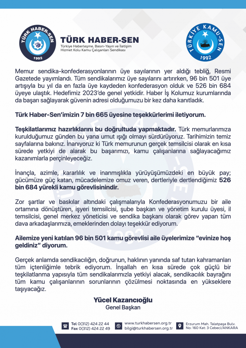 Genel Başkanımızın Resmi Gazetede Yayımlanan Üye Sayılarına İlişkin Açıklaması-1179